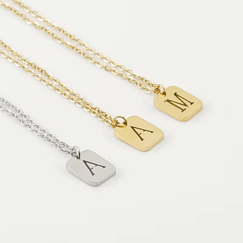 OEM Custom Jewelry Hollow Dainty Cute Initial Letter Alphabet Stainless Steel Pendant Fashion Jewelry Necklace Wholesale