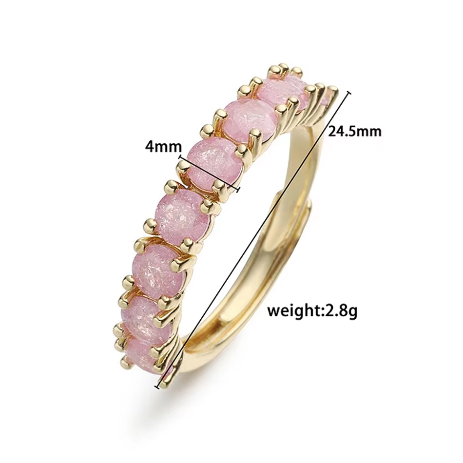 OEM Custom Jewelry Handmade Fashion Ring Jewelry Candy Colored Round Cubic Zirconia Half Eternity Ring Brass Ring