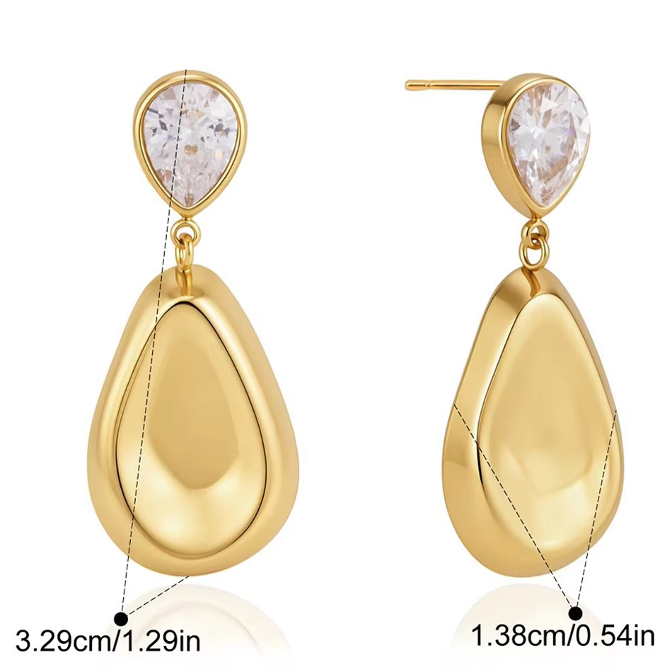 OEM Custom Jewelry Waterdrop Zirconia Pendant Earrings Unique Sophisticated Women's Jewelry Stainless Steel Accessories Earrings