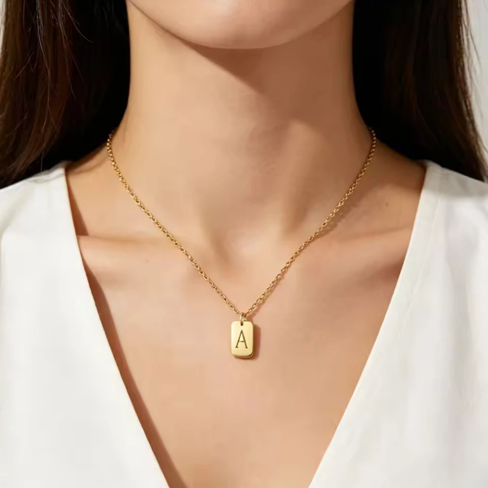 OEM Custom Jewelry Hollow Dainty Cute Initial Letter Alphabet Stainless Steel Pendant Fashion Jewelr