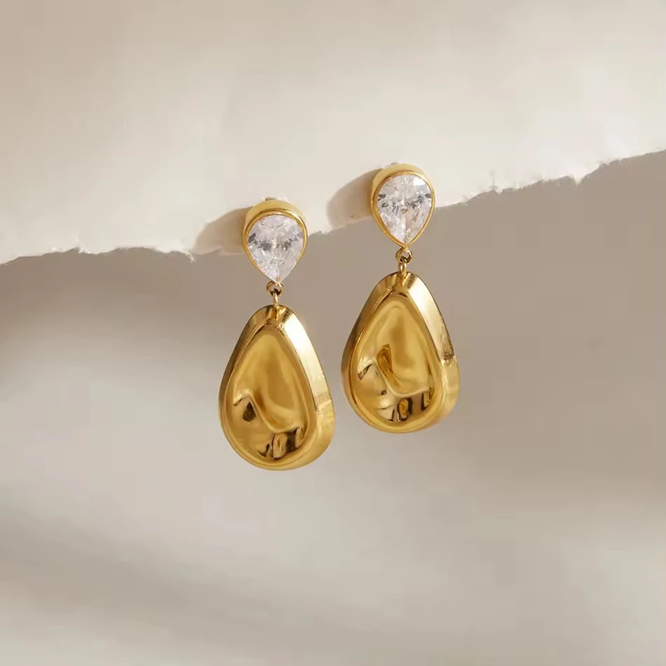 OEM Custom Jewelry Waterdrop Zirconia Pendant Earrings Unique Sophisticated Women's Jewelry Stainles