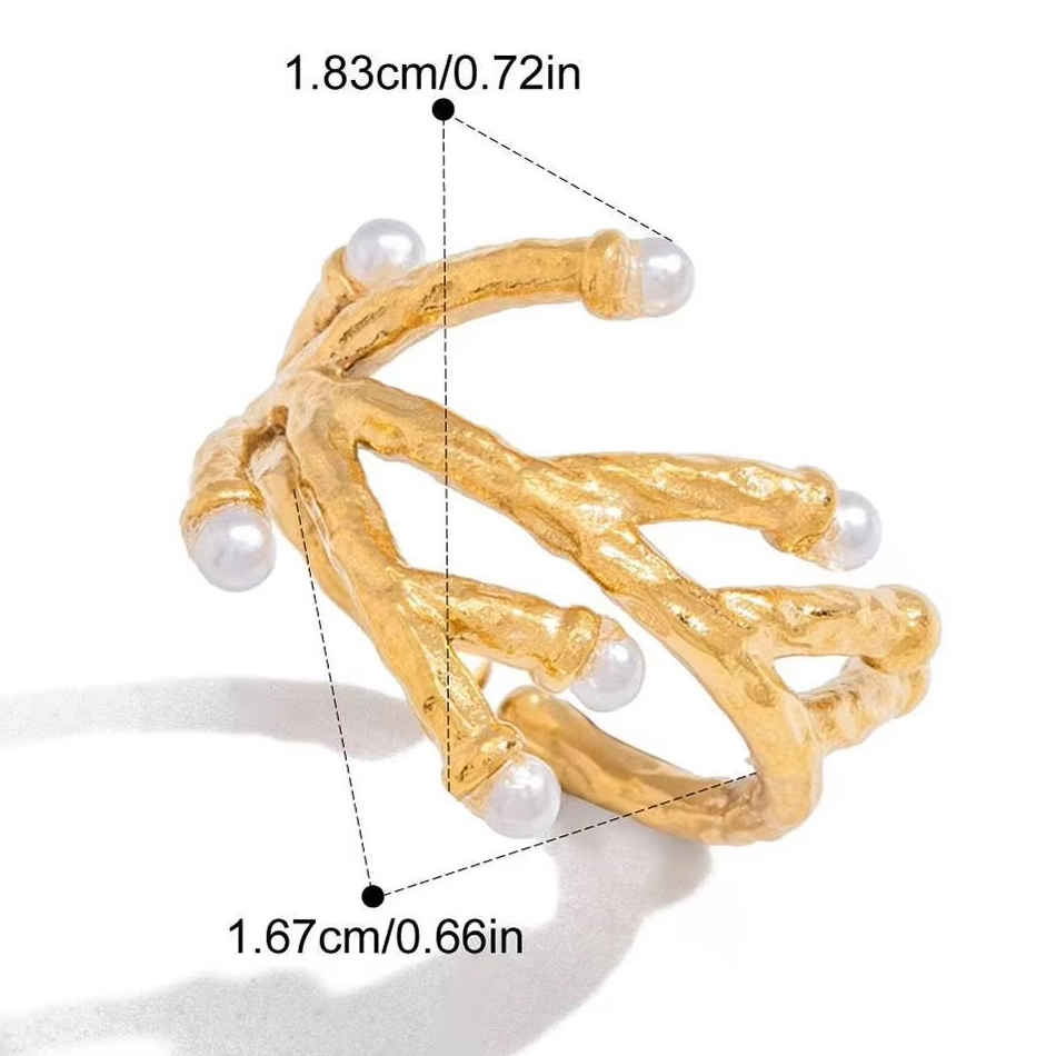 OEM Custom Jewelry Irregular Stainless Steel WaterProof High Quality Jewelry 18K Gold Plated Geometric Ladies Fashion Ring