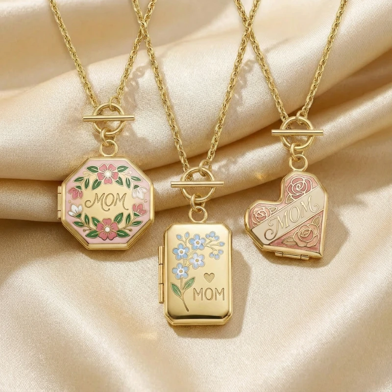 OEM Custom Jewelry Heart-Shaped Pendant Open Close Necklace Brass Bamboo Chain Simple Fashion Clavic