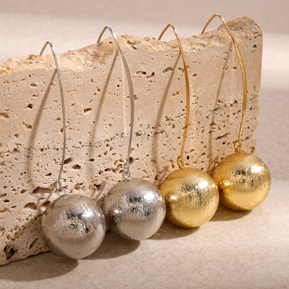 OEM Custom Jewelry High-End Luxury Trendy Geometric Drop Earrings Brushed Gold Color Brilliant Bezel Setting Fashion Earrings