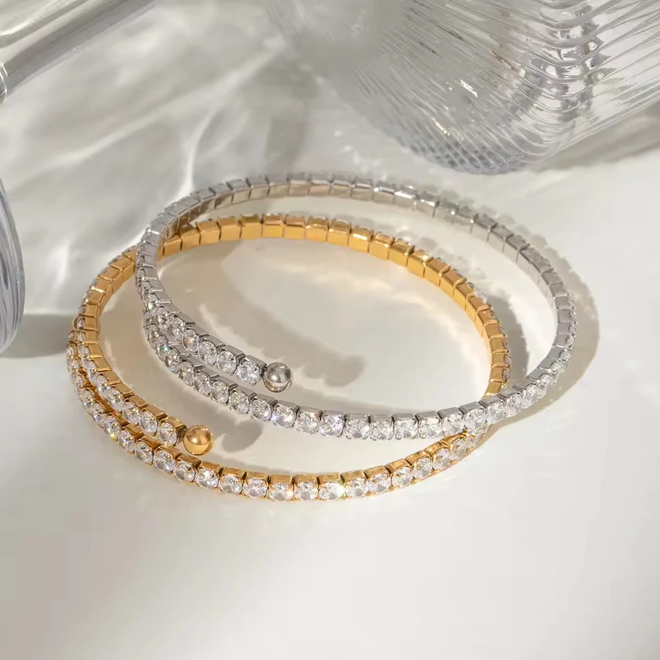 OEM Custom Jewelry Stainless Steel Zircon Bangle Exquisite Luxurious Niche Design Women Bracelets Wh