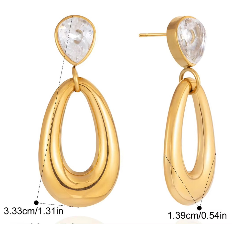 OEM Custom Jewelry Stainless Steel Zircon Earrings Light Luxury High-end Earrings Autumn and Winter Earrings Fashion Jewelry