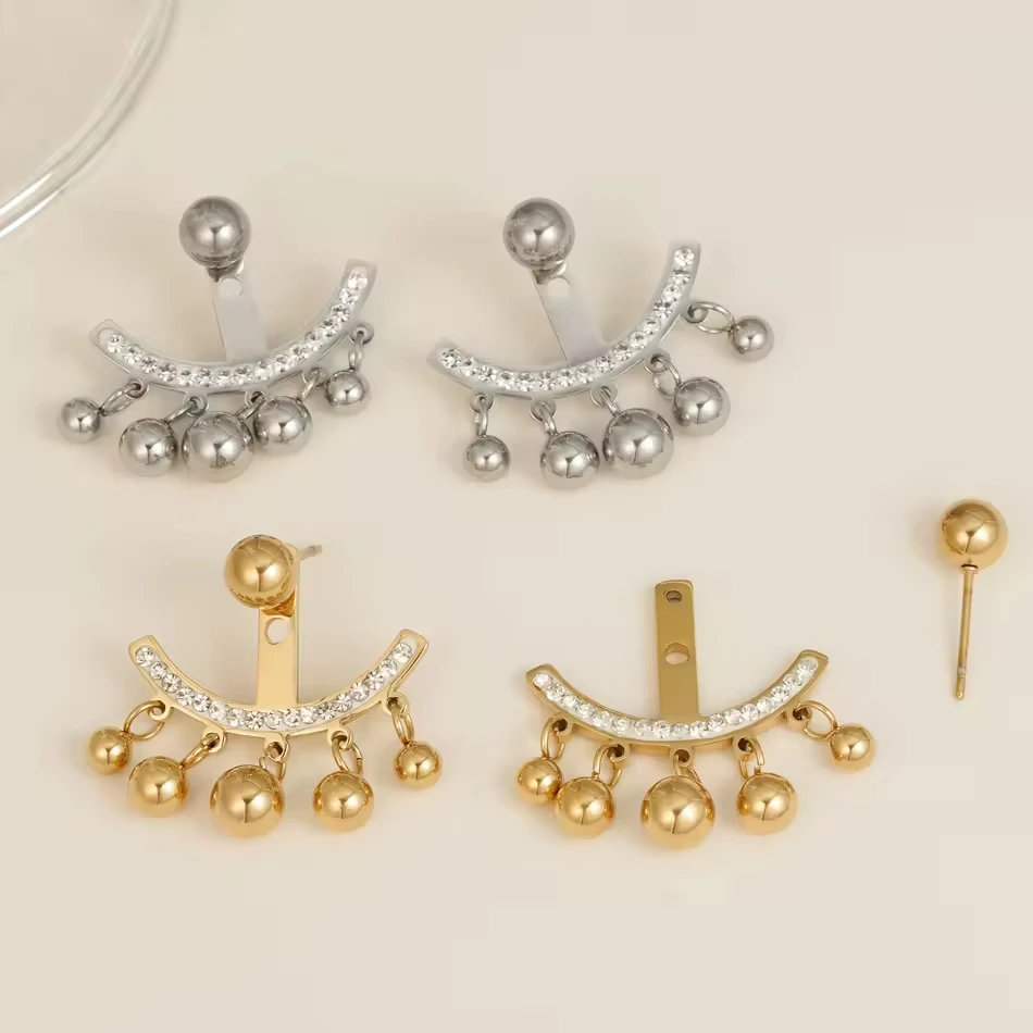 OEM Custom Jewelry Sparkling Dewdrop Stud Earrings Minimalism with Detachable CZ Diamond Stacking Fa